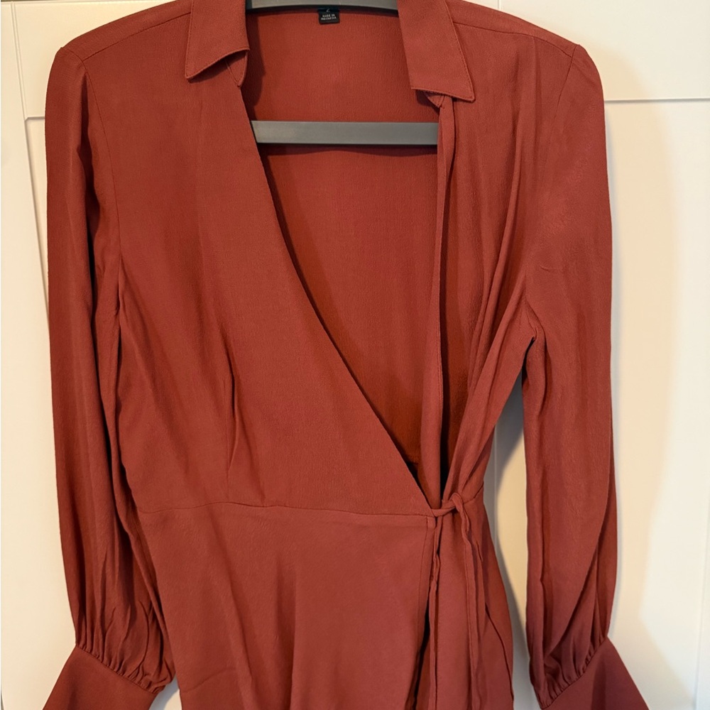 J. Crew Rust Wrap Blouse